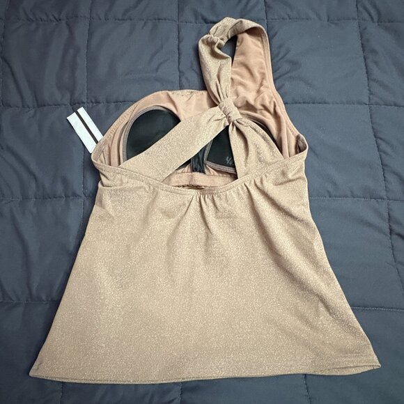 Lands’ End Shine Shirred One Shoulder Tankini Swimsuit Top - Size: 4 Long - NWT - Picture 6 of 10